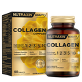 Nutraxin Collagen Complex 3120 mg (90 Tablets) - أقراص نيوتراكسين كولاجين كومبلكس الشاملة (أنواع 1, 2, 3, 5, 10) مع الهيالورونيك أسيد والبيوتين والزنك