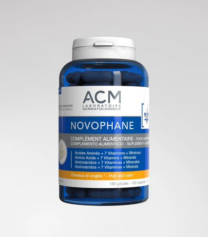 ACM Novophane Hair & Nails - كبسولات نوفوفان الفرنسية المكمل الغذائي لتقوية الشعر والأظافر (180 كبسولة)