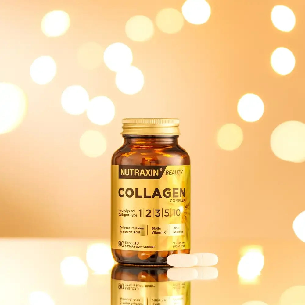 Nutraxin Collagen Complex 3120 mg (90 Tablets) - أقراص نيوتراكسين كولاجين كومبلكس الشاملة (أنواع 1, 2, 3, 5, 10) مع الهيالورونيك أسيد والبيوتين والزنك
