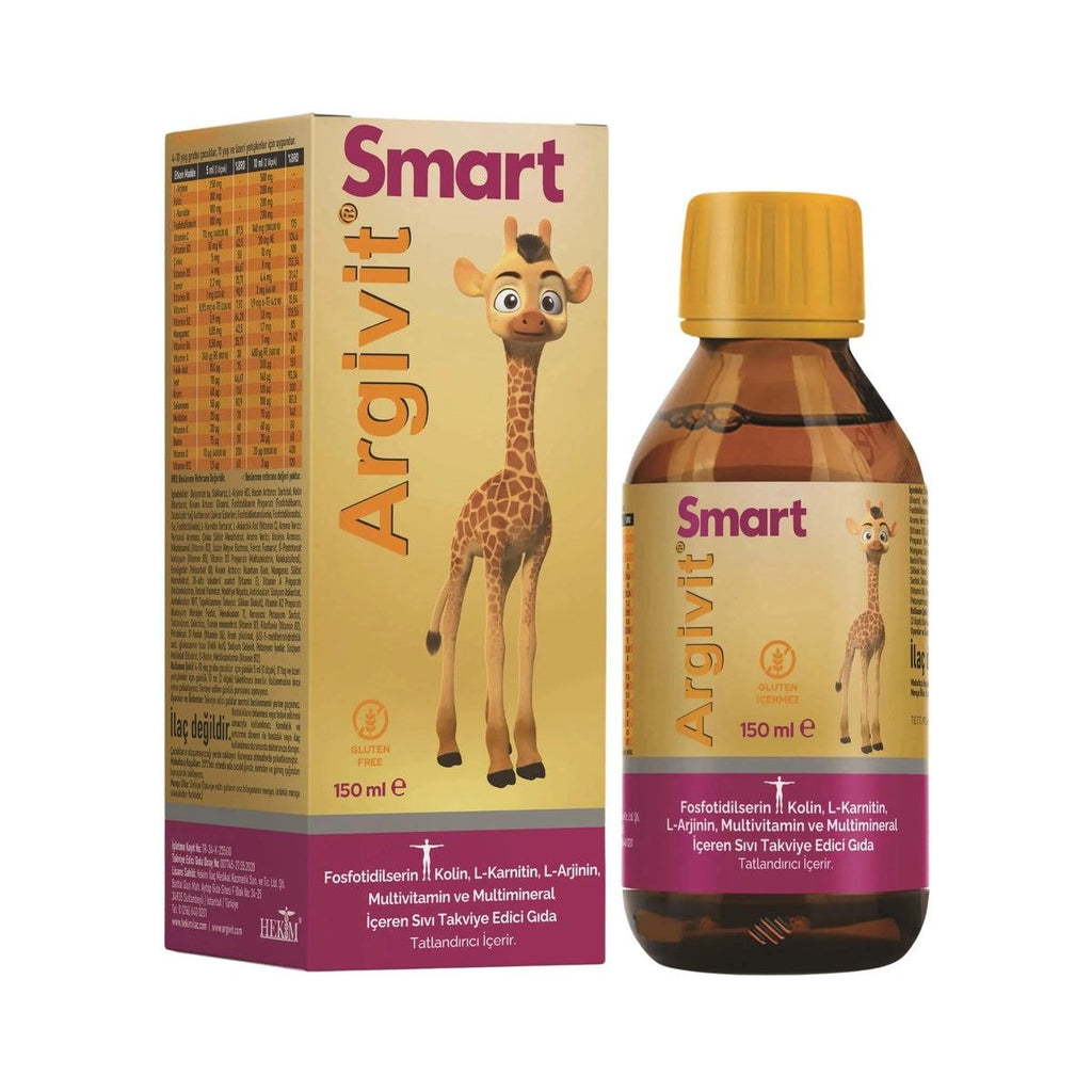 Argivit Smart Syrup for Kids (150 ml) - شراب أرجيفت سمارت للأطفال واليافعين لدعم الطول والذكاء والتركيز (مع L-Arginine وفوسفاتيديل سيرين)