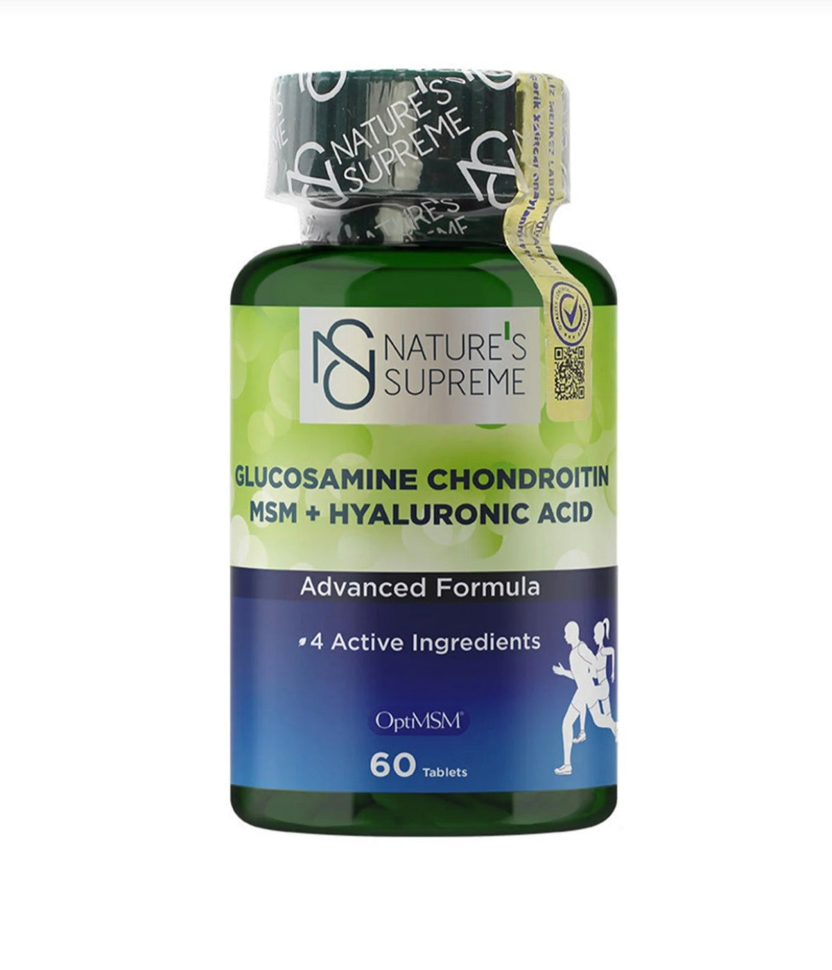 Nature's Supreme Glucosamine Chondroitin MSM + Hyaluronic Acid (60 Tablets) | نيتشرز سوبريم جلوكوزامين وكوندرويتين بلس – مكمل المفاصل المتقدم بخامة OptiMSM® الأمريكية والهيالورونيك