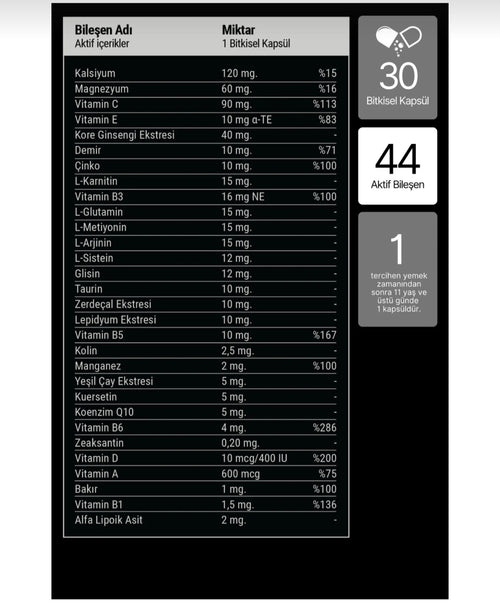 Anocin Men's Multivitamin (30 Veg Capsules) - كبسولات أنوسين الشاملة للرجال (44 مكون) مع L-Arginine والجنسنج الكوري والجلوتاثيون للطاقة والقوة الذكورية