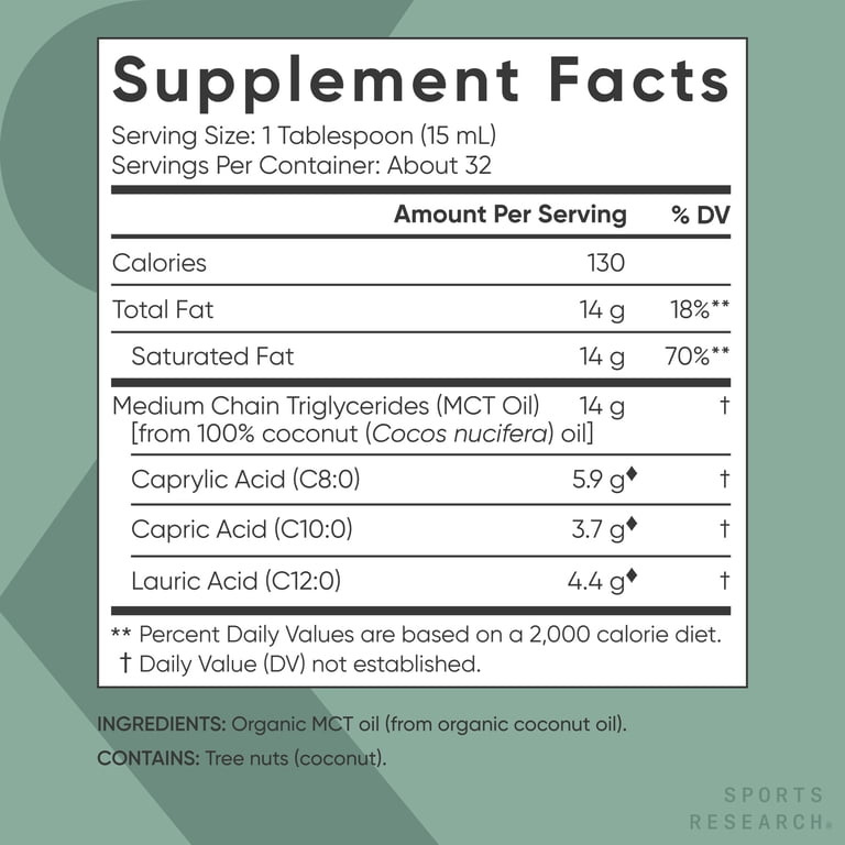 Sports Research Organic MCT Oil (473 ml) | زيت الـ MCT العضوي من سبورتس ريسيرش الأمريكي – وقود سريع للذهن والجسم ودعم الطاقة للكيتو والصيام