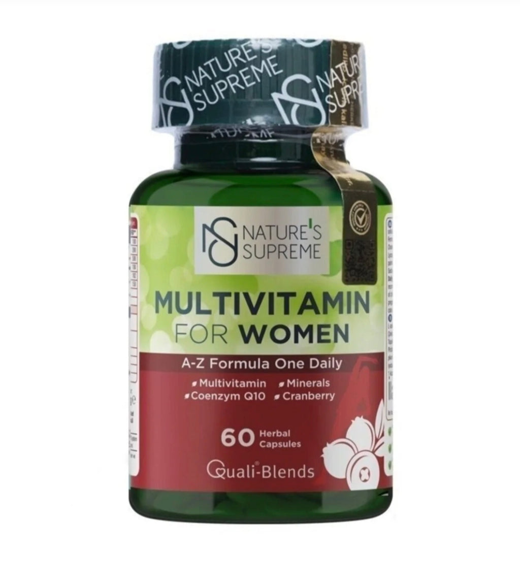 Nature's Supreme Multivitamin for Women (60 Herbal Capsules) - كبسولات نيتشرز سوبريم الشاملة للنساء لنضارة البشرة ودعم صحة المسالك البولية مع Cranberry وCoQ10