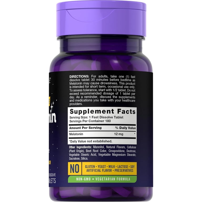 Natural Berry (180 Tablets) | كارلايل ميلاتونين 12 ملجم سريع الذوبان بنكهة التوت الطبيعية – العبوة التوفيرية الضخمة بأعلى تركيز لعلاج الأرق الشديد
