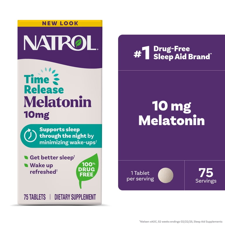 Natrol Advanced Melatonin 10 mg Time Release (75 Tablets) | ناترول ميلاتونين 10 ملجم ممتد المفعول الأمريكي – لعلاج الأرق المستمر وتقليل الاستيقاظ المتكرر أثناء النوم