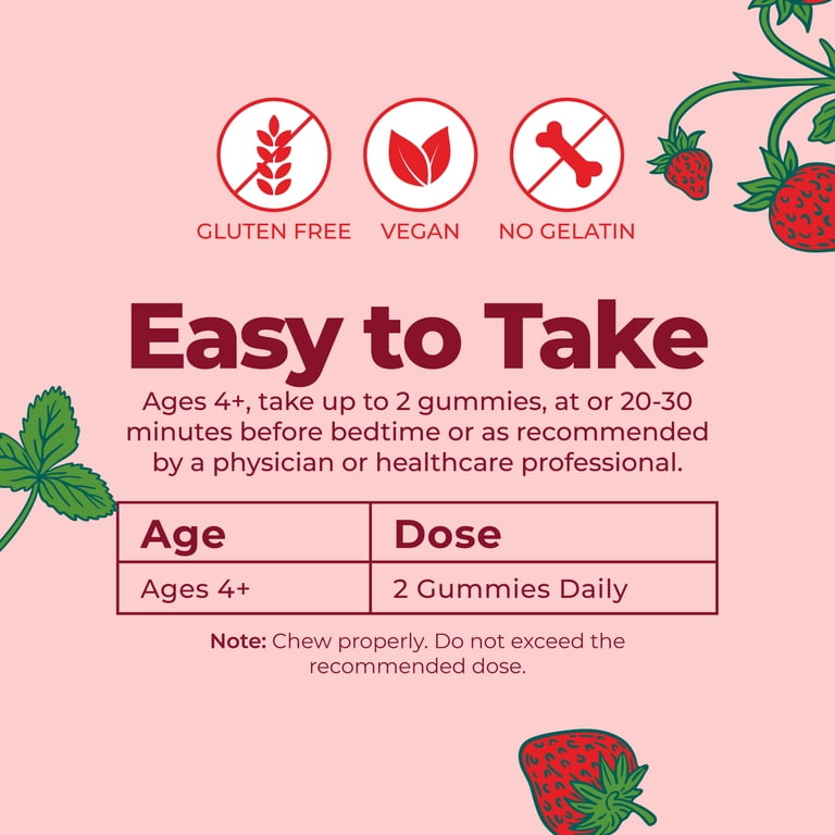 MaryRuth's Kids Nighttime Gummies Melatonin Free (60 Gummies) | حلاوة ماري روث للأطفال للاسترخاء والنوم بنكهة الفراولة الطبيعية (60 قطعة) – خالية تماماً من الميلاتونين