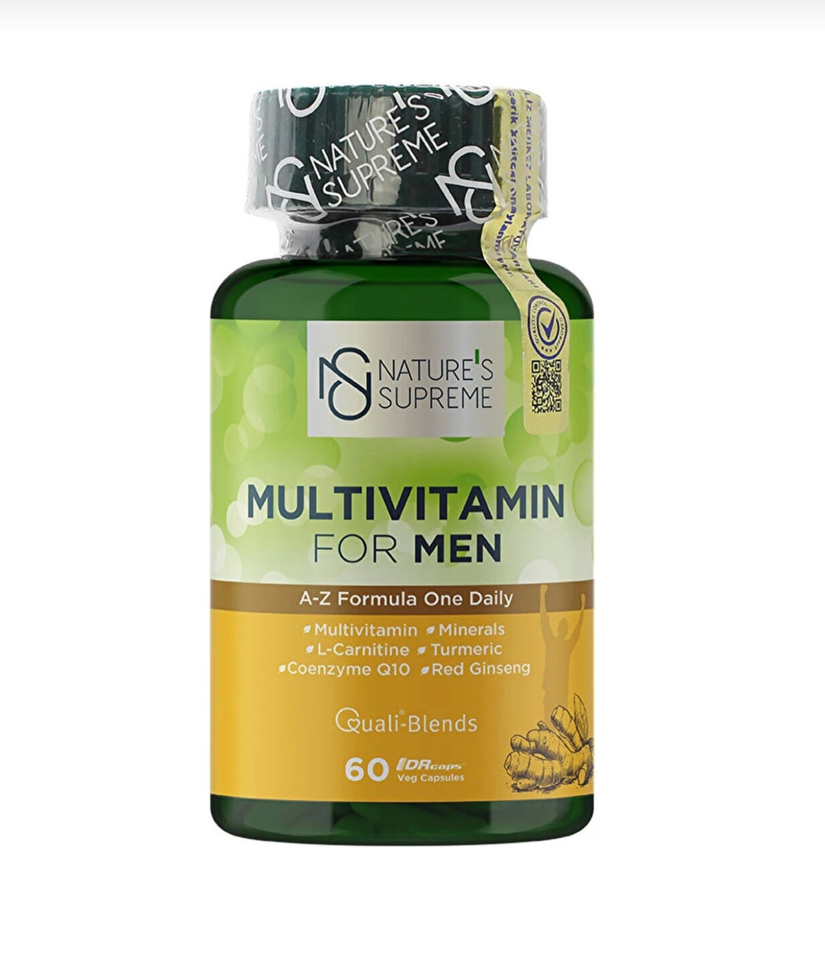 Nature's Supreme Multivitamin for Men (60 Veg Capsules) - كبسولات نيتشرز سوبريم الشاملة للرجال للطاقة والقوة الذكورية مع الجنسنج الأحمر والإنزيم المساعد CoQ10