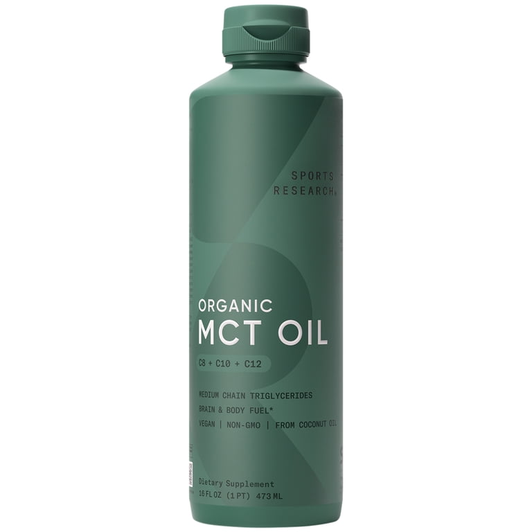 Sports Research Organic MCT Oil (473 ml) | زيت الـ MCT العضوي من سبورتس ريسيرش الأمريكي – وقود سريع للذهن والجسم ودعم الطاقة للكيتو والصيام