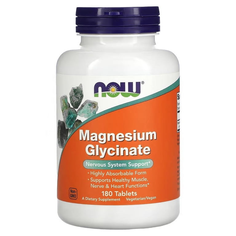 NOW Foods Magnesium Glycinate (180 Tablets) | ماغنيسيوم جليسينات ناو أوريجينال (180 قرص) – الأسرع امتصاصاً والألطف على المعدة لدعم النوم العميق، استرخاء العضلات، وتهدئة الأعصاب