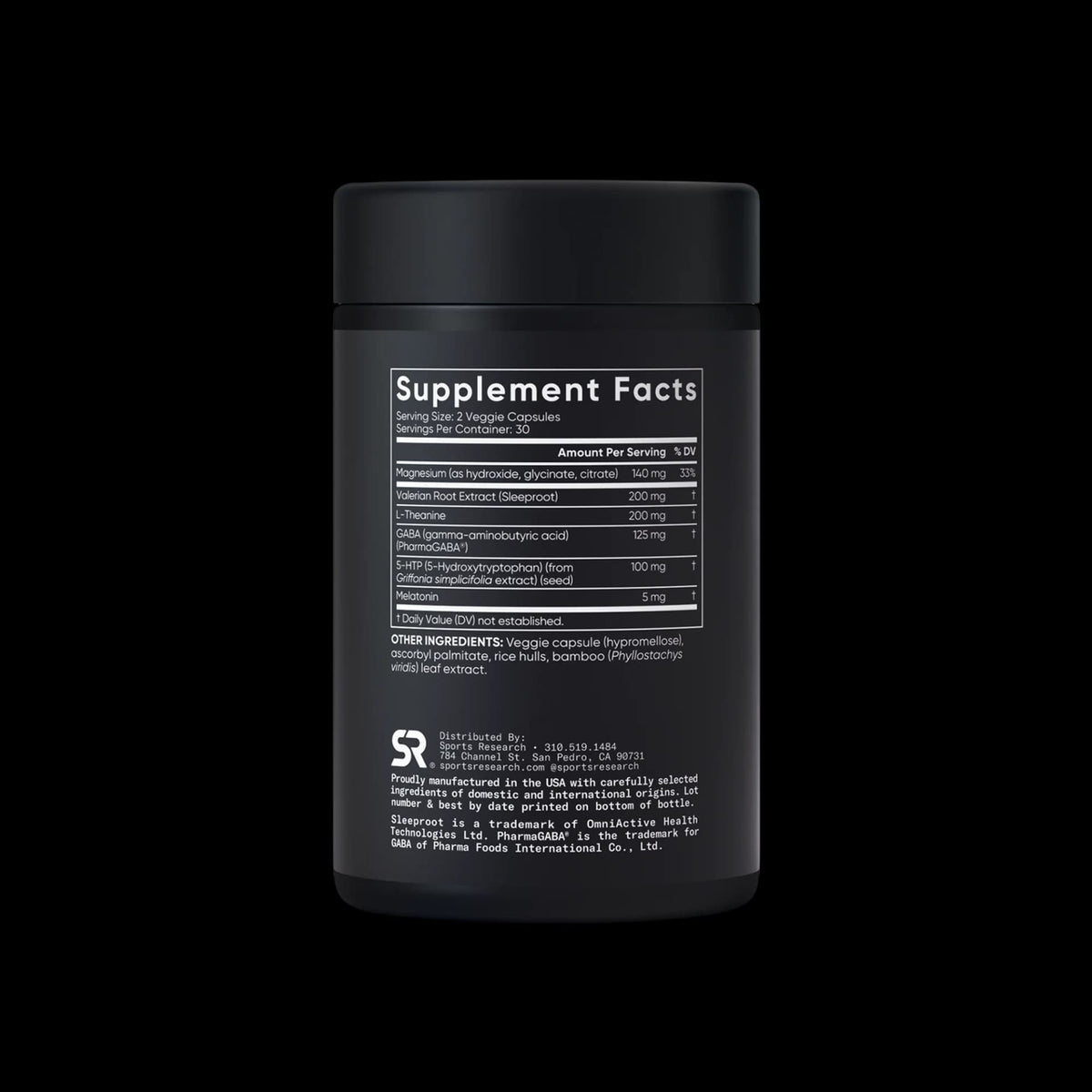 Sports Research Sleep Complex with Melatonin 5 mg (60 Veggie Capsules) | سبورتس ريسيرش معقد النوم والميلاتونين الأمريكي – تركيبة متقدمة بالناردين، GABA و5-HTP لنوم عميق واسترخاء تام