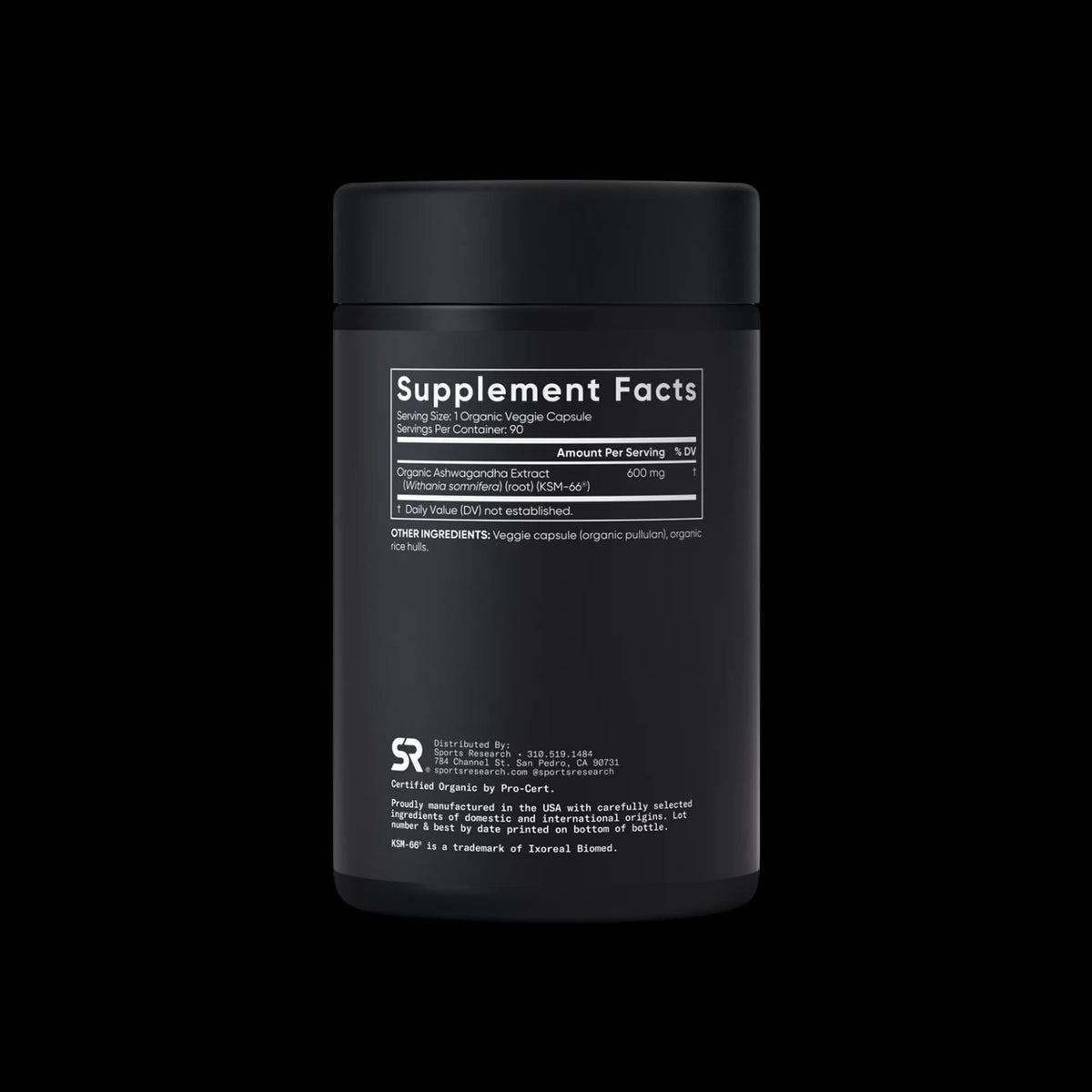 Sports Research Organic Ashwagandha KSM-66® 600 mg (90 Veggie Capsules) | سبورتس ريسيرش أشواغاندا عضوي بخامة KSM-66® الأمريكية – لتقليل التوتر والتفكير الزائد وتحسين النوم ودعم التستوستيرون